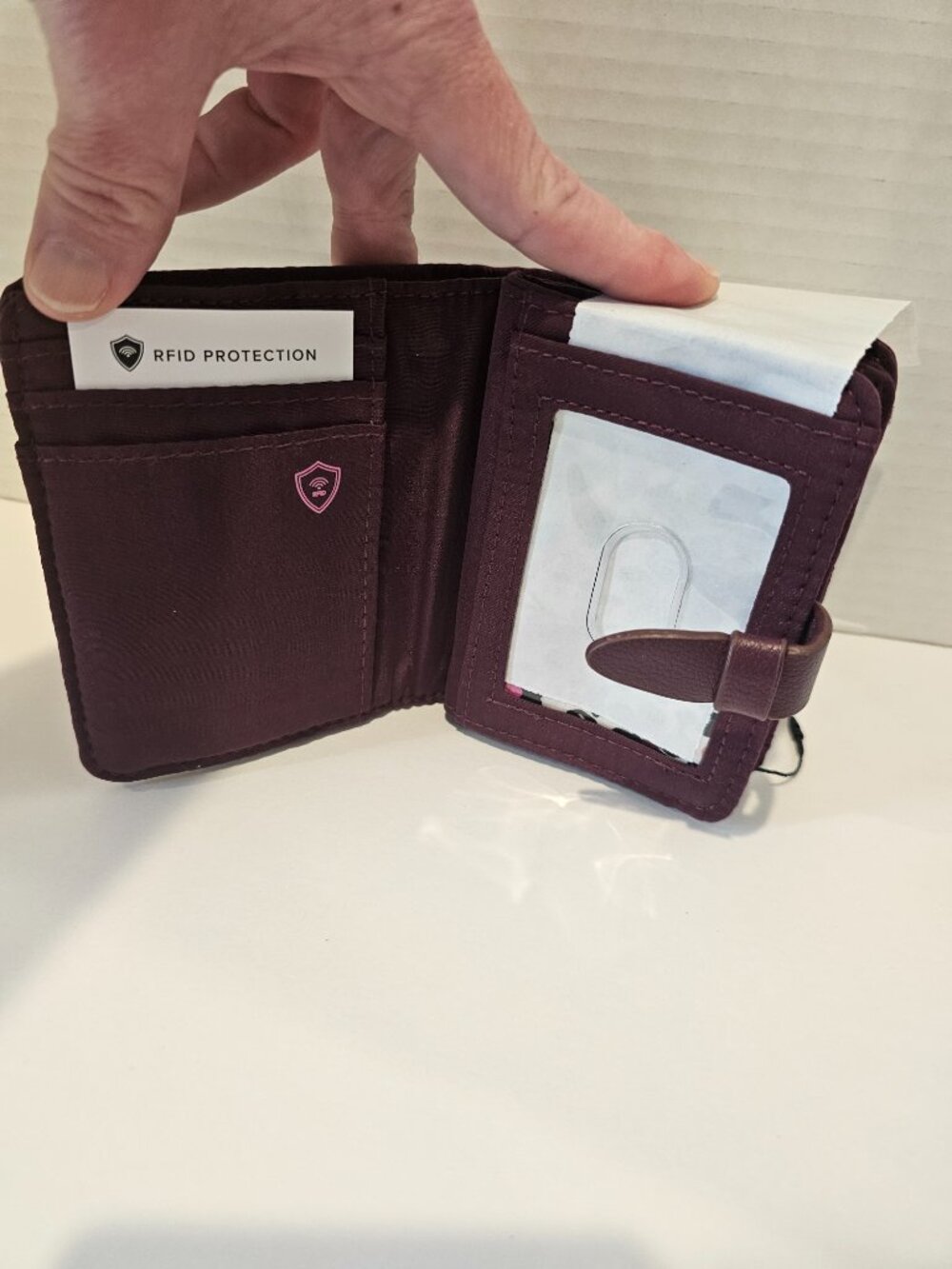 NWT Vera Bradley Iconic RFID Small Wallet Mulled Wine Burgundy Microfiber Maroon - Picture 5 of 8